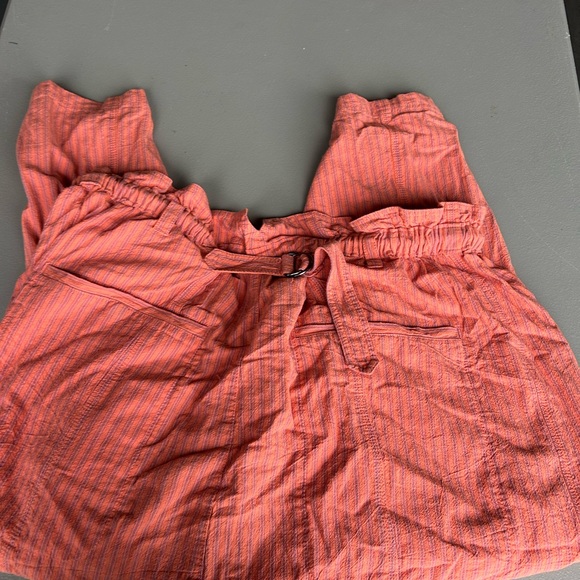 Free People Vibrant Coral Striped Pants - Picture 8 of 9